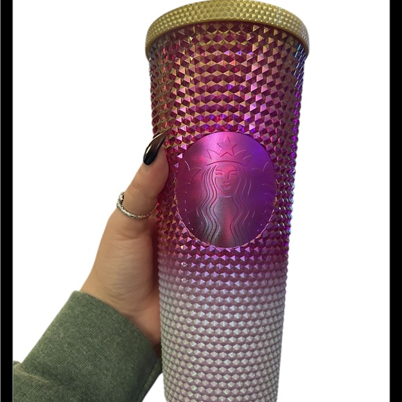 Starbucks 2024 Pearl Ruby White Gold Ombre Studded Tumbler 24oz NEW - Picture 2 of 5